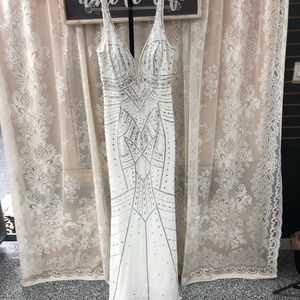 Long Bejeweled white dress